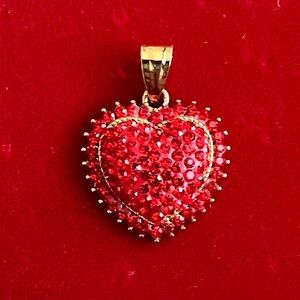 Gold and Red Heart Pendant